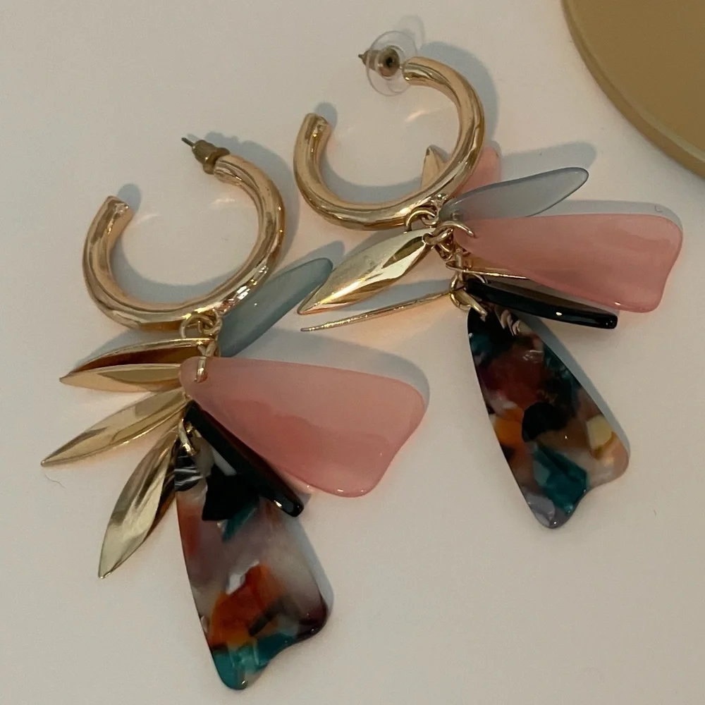 Express Multi-color Dangle Hoop Earring - Picture 1 of 3
